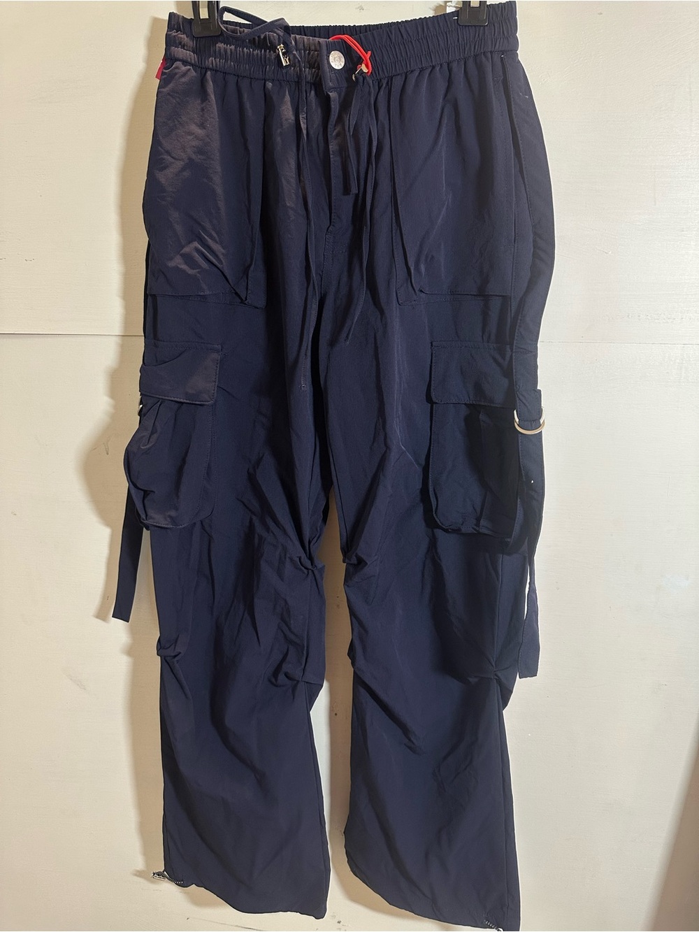 Women's Navy Cargo Jogger Pants - Drawstring Waist